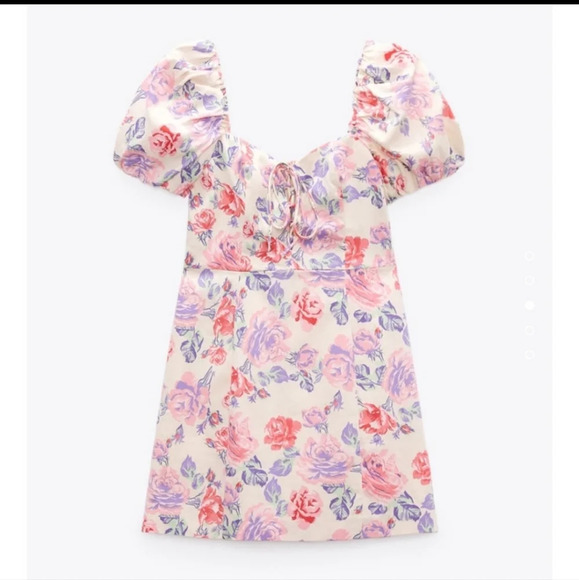 Zara Floral Print Mini Dress NWT - Picture 2 of 5